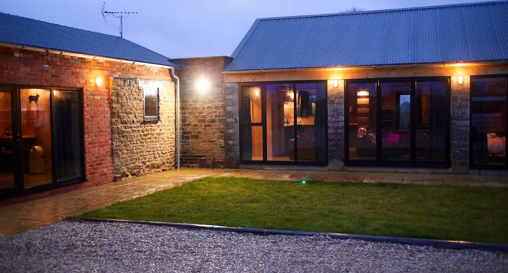 Hen Party Accommodation courtyard at night