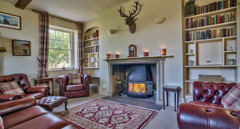 fire place roaring in lounge