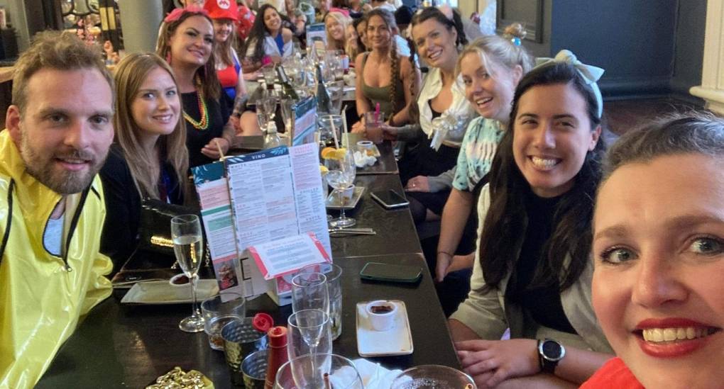 Hen do enjoying a meal
