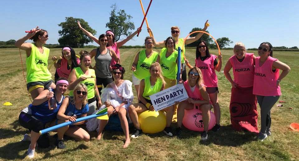 Group shot of hen party before the Old School Sports Day 