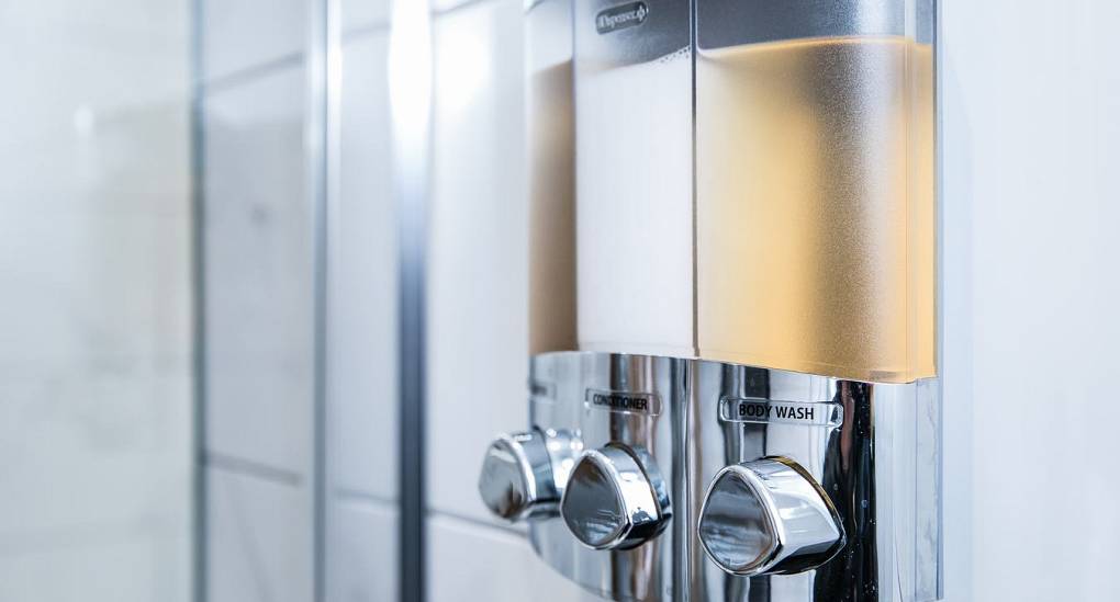 Stag and Hen Party accommodation hand soap and shampoo included in bathroom