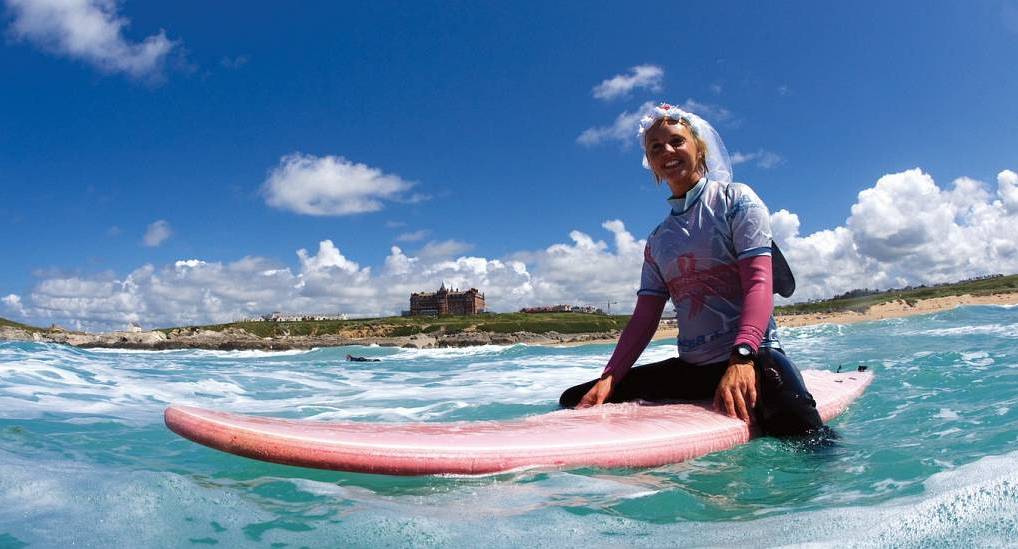 Group learning how to surf